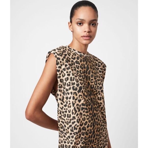 All Saints Coni Tank Leopard Print Dress - Picture 8 of 16